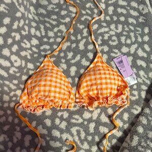 NWT Wild Fable Gingham Tie Bikini Top